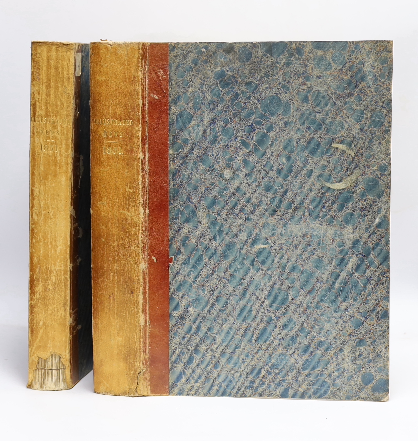 The Illustrated London News - 1851, 2 vols. engraved pictorial titles and many illus. throughout (some d-page or folded, num. relating to the Great Exhibition); contemp. calf backed marbled boards, folio